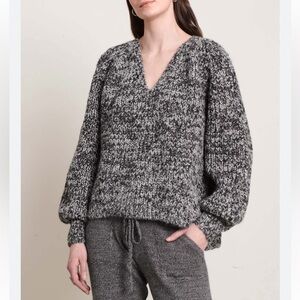 NWT Eleven Six Tess Alpaca Sweater Chunky Knit Salt Pepper Black White Sz M L